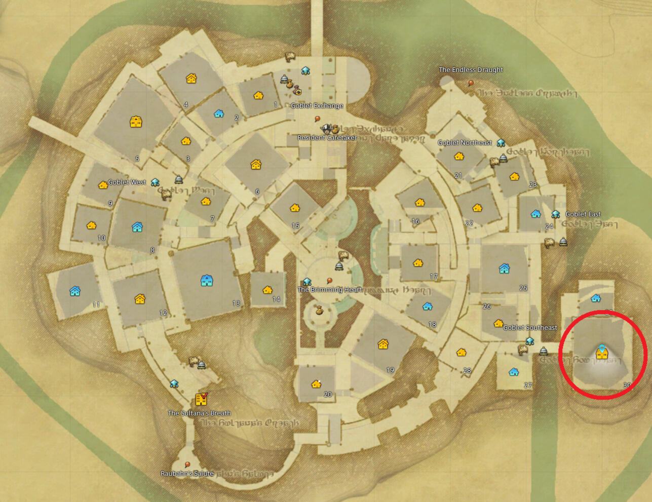 Map Map from the game showing the exact location of the house. It can be found on Raiden, Goblet, Ward 4 Plot 30