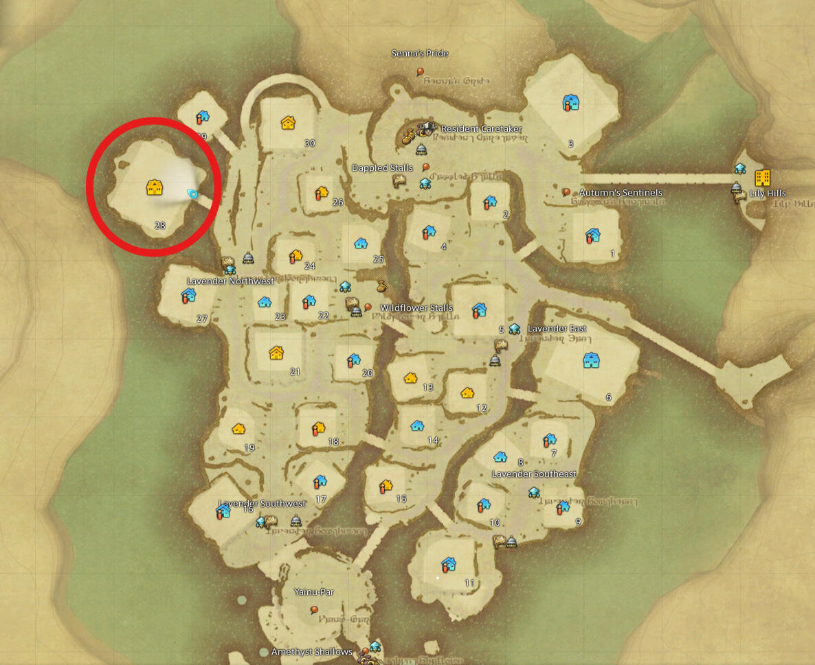 Map Map from the game showing the exact location of the house. It can be found on Raiden, Goblet, Ward 4 Plot 30